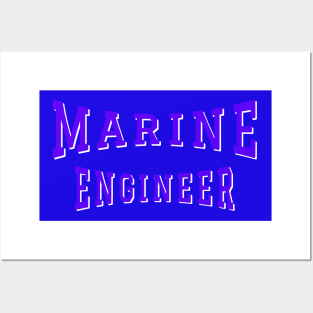 Marine Engineer in Purple Color Text Posters and Art